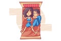 Cartoon Illustration Of Cute Couple.