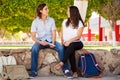 Cute couple of students at school Royalty Free Stock Photo