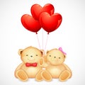 Cute Couple of Teddy Bear holding Heart Balloon Royalty Free Stock Photo