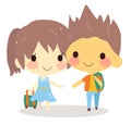 cute couple travel bag.tourist illustration