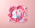 Cute couple, Valentine\'s Day and wedding, paper art, paper cut generative ai illustration art