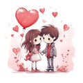 Cute couple valentine's day design pastel illustration