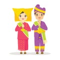 Cute Couple Wearing Padang, Indonesia Traditional Dress Vector