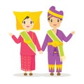 Cute Couple Wearing Padang, Indonesia Traditional Dress Vector