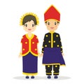 Cute Couple Wearing West Nusa Tenggara, Indonesia Traditional Dress Vector