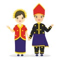 Cute Couple Wearing West Nusa Tenggara, Indonesia Traditional Dress Vector