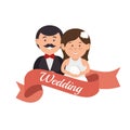 cute couple wedding card design graphic Royalty Free Stock Photo