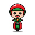 Cute courier character design themed riding a motorcycle