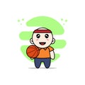 Cute courier character holding a basket ball Royalty Free Stock Photo