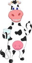 Cute cow cartoon holding milk