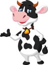 Cute cow cartoon presenting Royalty Free Stock Photo