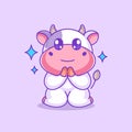 Cute cow feeling sorry and apologizing