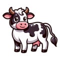 Cute cow full body cartoon mascot character vector illustration, funny adorable farm pet animal cow design template isolated on Royalty Free Stock Photo