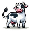 Cute cow full body cartoon mascot character vector illustration, funny adorable farm pet animal cow design template isolated on Royalty Free Stock Photo