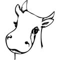 Cute cow graphics portrait as a sigh of farm and agriculture. Also a symbol of new year 2021 in chinese calendar, funny character