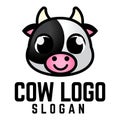 Cute Cow head cartoon logo illustration. vector logo template isolated on white background Royalty Free Stock Photo