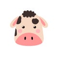 Cute cow head in cartoon style. Cow face for baby and kids design Royalty Free Stock Photo