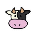 Cute cow head icon vector illustration. farm animal hand drawn for childrens clipart Royalty Free Stock Photo