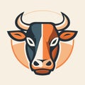 Cute cow head vector illustration. Farm animal logo design template. AI Generated