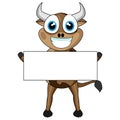 Cute Cow Holding a Blank Sign Royalty Free Stock Photo