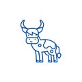 Cute cow  line icon concept. Cute cow  flat  vector symbol, sign, outline illustration. Royalty Free Stock Photo