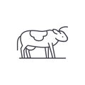 Cute cow line icon concept. Cute cow vector linear illustration, symbol, sign Royalty Free Stock Photo