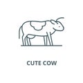 Cute cow line icon, vector. Cute cow outline sign, concept symbol, flat illustration Royalty Free Stock Photo