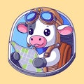 A cute cow pilots a plane and reads maps