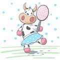 Cute cow plat big tennis.