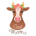 Cute cow portrait. Calf character in cartoon style. Royalty Free Stock Photo