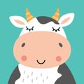 Cute Cow Portrait Vector Illustration Royalty Free Stock Photo