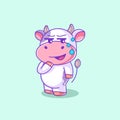 Cute cow smiling suspiciously cartoon