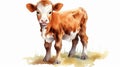 Cute cow watercolor isolated on white background. Farm cow animal set. generative ai Royalty Free Stock Photo