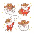 Cute Cowboy Santa Cluas Western Christmas Collection cartoon character hand drawing illustration