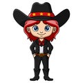 Cute cowgirl cartoon on white background Royalty Free Stock Photo