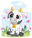Cute Cows character in various poses. vector illustration of a cute cow sits Royalty Free Stock Photo