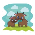 cute cows couple characters vector illustration Royalty Free Stock Photo