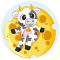 Cute cows vector with cheese