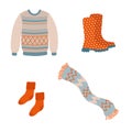 Cute cozy Fall season clothing and accessories. Autumn clothes for cold weather