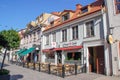 Cute and cozy houses of Scandinavian architecture on a street in the center of Kalmar