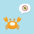 Cute Crab Cartoon Charactor wearing medical mask on sky blue background. Coronavirus COVID-19 Vector Illustration. Kawaii Crab