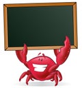 Cute Crab holding Blank Sign. Royalty Free Stock Photo