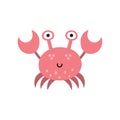 Cute crab isolated element. Sea animals character. Funny print