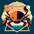 Cute crab with letter. Vector illustration in a flat style. AI generated