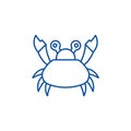 Cute crab line icon concept. Cute crab flat  vector symbol, sign, outline illustration. Royalty Free Stock Photo