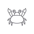 Cute crab line icon concept. Cute crab vector linear illustration, symbol, sign