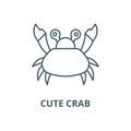 Cute crab line icon, vector. Cute crab outline sign, concept symbol, flat illustration