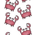 Cute crab pattern for design. Funny pink lobster.