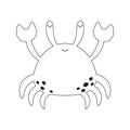 Cute crab in silhouette isolated on white