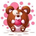 Cute, crazy bear - cartoon illustration.